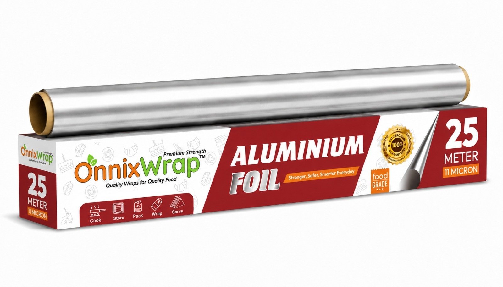 OnnixWrap Aluminium Foil – 25 Meter | 11 Micron | Food Grade